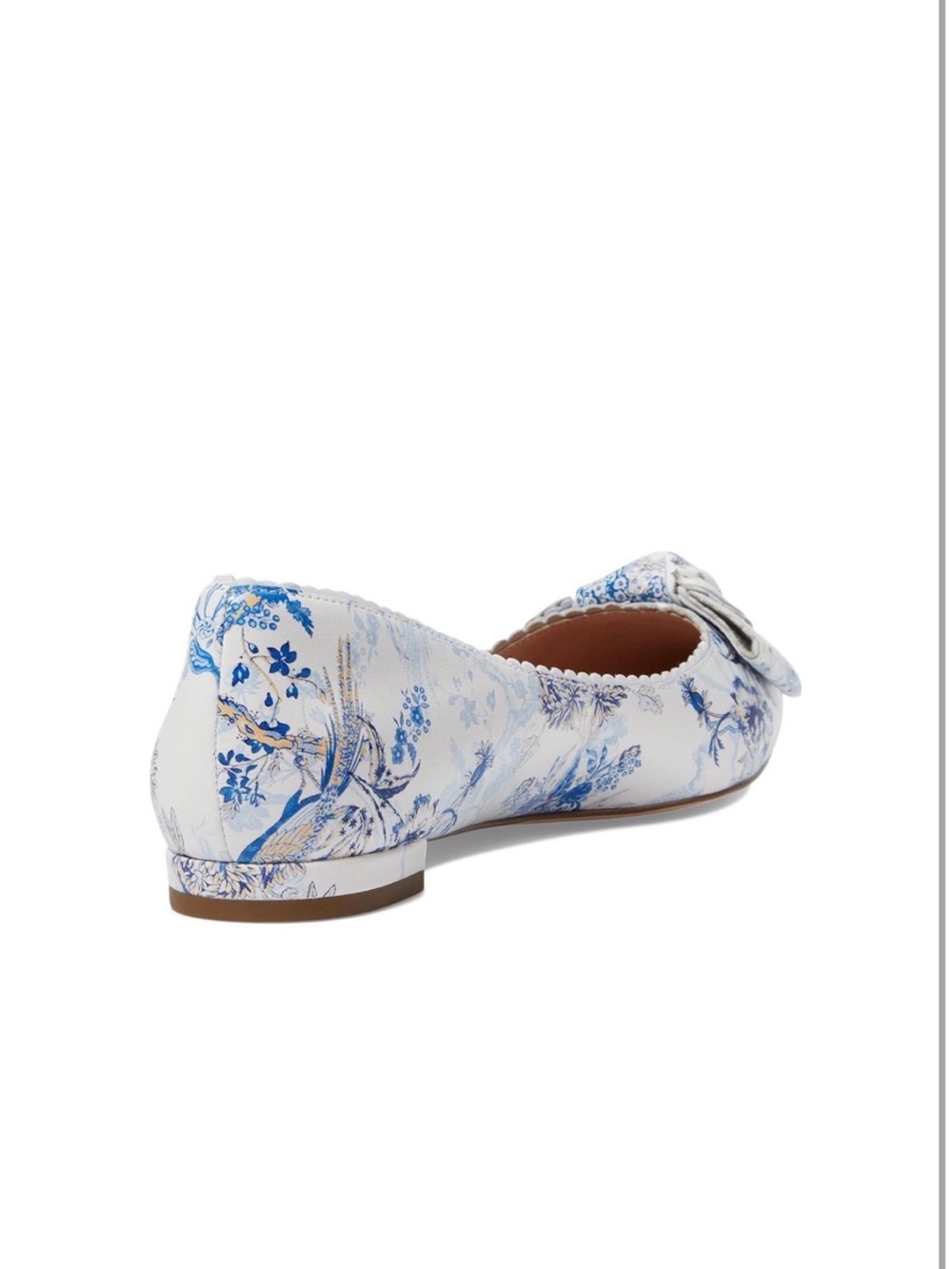 Cole Haan White and Blue Floral Pointed Toe Flats with Bow - Picture 2 of 3